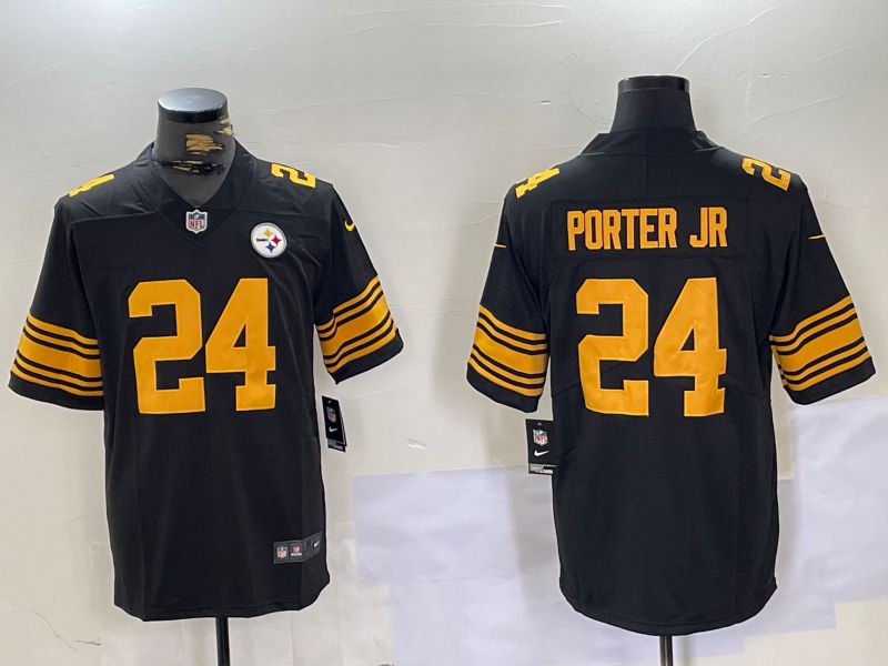 Men Pittsburgh Steelers #24 Porter jr Black 2024 Nike Limited NFL Jersey style 2->denver broncos->NFL Jersey